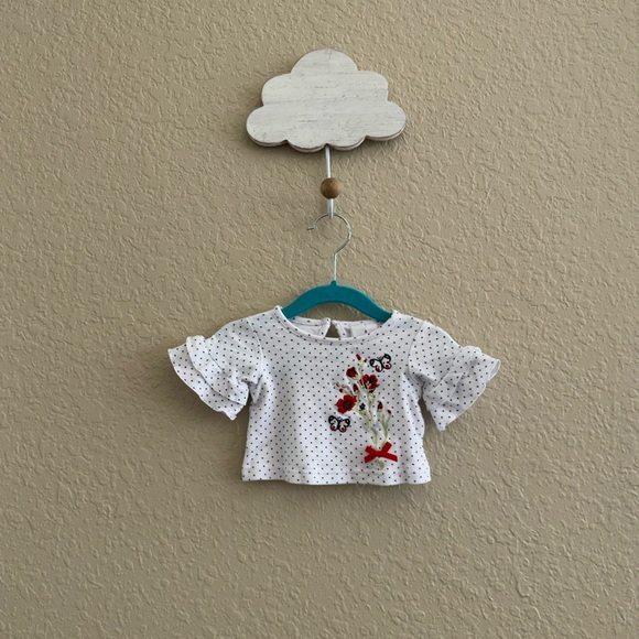 Laura Ashley Other - EUC - Laura Ashley White Polka Dot Long Sleeve Tee with Floral Design